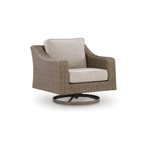 Signature Design by Ashley Outdoor Swivel Lounge Chair with Cushion, Beige