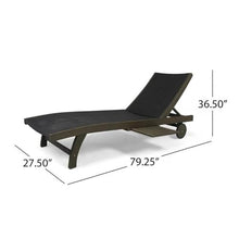 Noble House Banzai Outdoor Wicker and Wood Chaise Lounge Set of 4 Gray