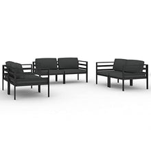 HGKMBRY 4-Piece Aluminum Outdoor Furniture Set with Polyester Cushion Patio Seating and Foam-Filled Cushions for Outdoor Comfort
