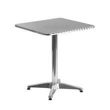 BOWERY HILL 5 Piece Stainless Steel Square Patio Bistro Set, Aluminum Silver Finish, Lightweight Durable Furniture, Indoor/Outdoor Use, Includes Table and 4 Stackable Chairs for Home or Commercial