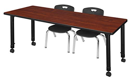 Regency Kee Height Adjustable Mobile Classroom Table Set with 12" Andy Chairs Cherry/Black