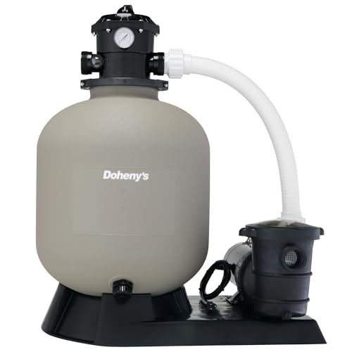 Doheny's Pool Pro Sand Filter System | 19" with 1 HP Pump | High-Flow, Large Filter Area | Durable Polymeric Tank with 6-Position Valve | Includes Pump, Base & Hose Kit |ideal For Above-Ground Pools