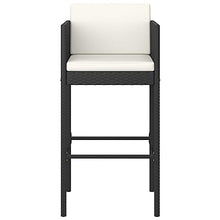 KUPTYERFG 5-Piece Garden Bar Set, Black and Cream White PE Rattan Patio Dining Table and Stools with Cushions, Powder-Coated Steel Frame for Backyard, Balcony and Terrace