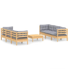 GFMGUEMV 7 Piece Modular Patio Lounge Set Pinewood Gray Cushions