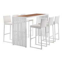 Afuera Living 7-Piece Modern Aluminum Patio Bar Set White