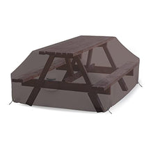 Covers & all Picnic Table Cover, 12 Oz Waterproof UV & Weather Resistant Protector, Outdoor Patio Table Bench Outside Furniture Cover with Air Vents & Drawstrings (98”L x 63”W x 37”H, Coffee)