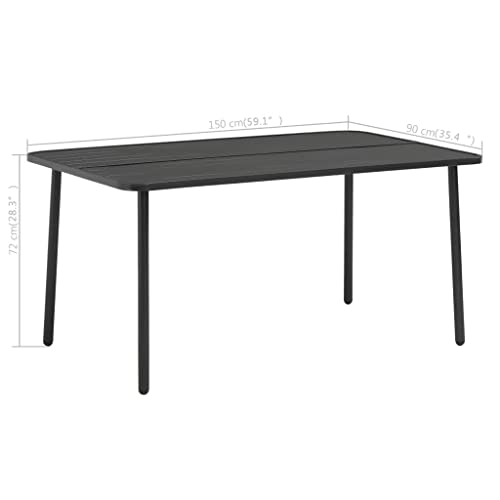 Outdoor Table Dark Grey E-Coated and Powder-Coated Steel,Sturdy Metal Outdoor Dining Table with Modern Design Large Capacity & Weather Resistant for Garden or Patio Patio Tables