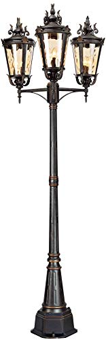 Casa Marseille 100" High Veranda Bronze Outdoor 3-Arm Post Light Fixture