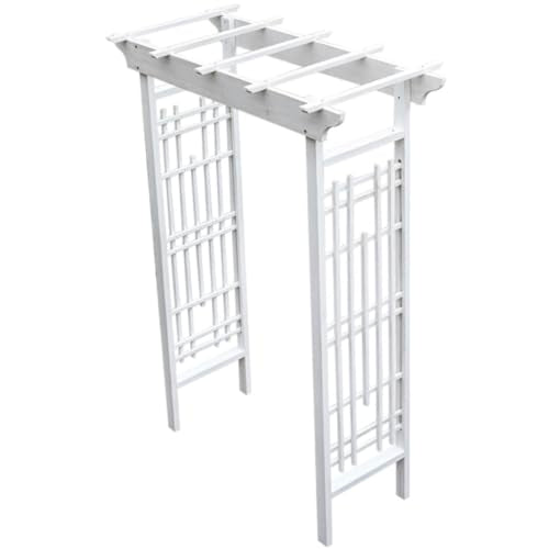 White Wedding Arbor, Solid Fir Wood, 59.84 x 29.13 x 83.46 in