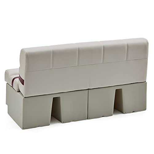 DeckMate Complete 55" Premium Pontoon Boat Seat Bench and Base Ivory Burgundy Tan