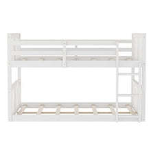 Harper & Bright Designs Full Over Full Low Bunk Bed with Ladder White