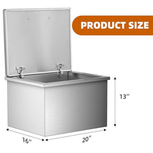 Drop in Ice Chest, 46 Quart Stainless Steel Ice Cooler, Commercial Ice Bin with Hinged Cover, Drain-Pipe Set Included, for Outdoor Kitchen Patio Ice Bar, Cold Wine Beer, Parties, BBQ