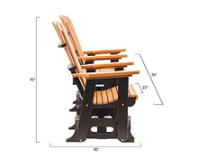 EcOasis Grand Lake Amish Crafted Poly Outdoor Adirondack Double Glider (Cedar on Black)