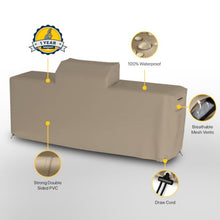 Seal Skin Covers Outdoor Kitchen Island Cover, Waterpoof Heavy Duty PVC-Coated Polyester Outdoor Protector with Drawstring, Air Vents & Handles, Beige, 98''L x 42''D x 48''H