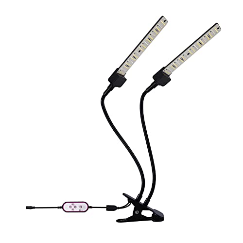 1-4 Heads Grow Light for Indoor Plants, Clip on Plant Growing Lamp, 3/9/12 Timer, 360° Adjustable Gooseneck, 5 Segment Dimming Mode, 3 mo