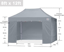 ABCCANOPY Commercial Pop Up Canopy Tent with Sidewalls 8X12,Gray