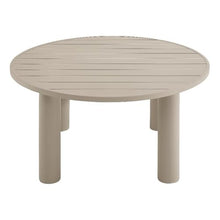 Modway Nautica 60 Inch Round Metal Outdoor Patio Dining Table in Taupe – Weather-Resistant Outdoor Dining Table for Patio, Balcony, and Garden – Modern Outdoor Dining Table for 4 People