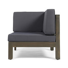 WEALTHKING 3-Piece Outdoor Modular Sofa Set with Twin Sectional End Pieces and Armless Component – Configurable Design for Small Yards, Urban Apartments (Dark Gray + Acacia Wood)