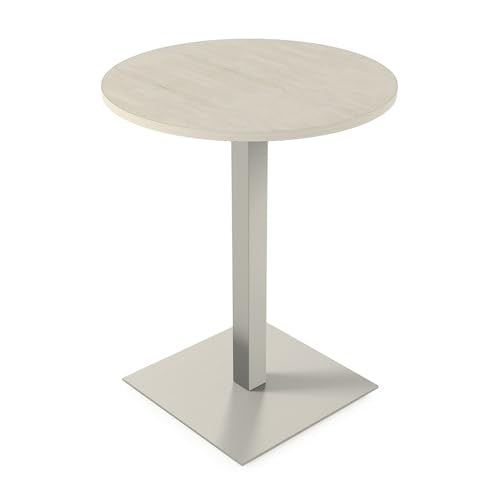 2 Person small Bistro Height Round Shaped Table with Square Base | Harmony Series Standing Height Meeting Table for Offices and Breakrooms | Scratch -Resistant Laminate | Lakeland Salt | 36"D x 36" W