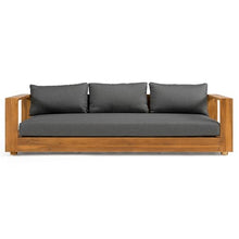 Santorini Outdoor Grey Olefin Fabric & Natural Teak Sofa Set