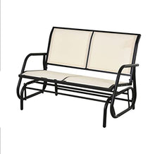 HIHELO Outdoor Rocker Garden Bench Loveseat Sofa Bench Perfect for Garden Patio Front Porch Back Yard - Dark Grey/Beige (Color : 1)