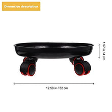 Metal Plant Movable Tray Round Flower Pot Rack Potted Stand with Wheels(D)