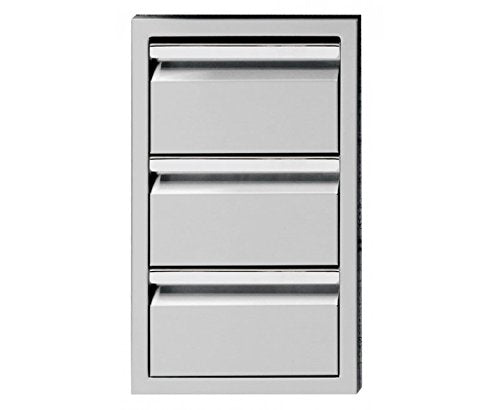 Hercules Grills Indoor & Outdoor Kitchen Triple Deep Drawer w/Recessed Handles Made of 18 Gauge 304 Grade Stainless Steel - 17" W x 24" H (HGSTDW17)