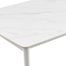 Armen Living Rhodes Outdoor Patio Rectangular Dining Table in Snowy Sintered Stone and Porcelain Finish