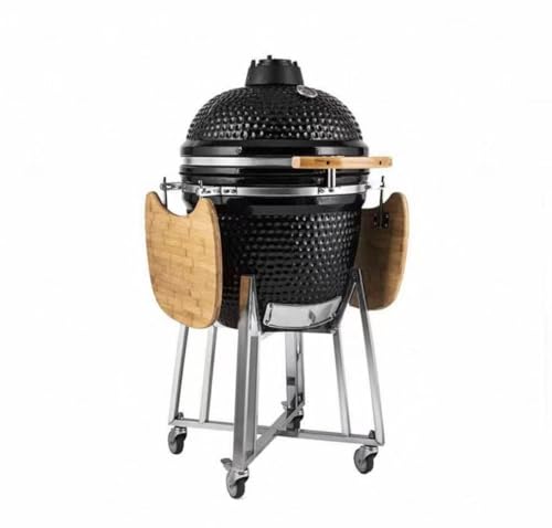 JOSOGO 21 Inch Ceramic Grill, Outdoor Charcoal Grill for Backyard, Patio & Camping, High Temperature Barbecue Grill(Black)