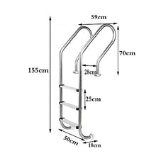 Swimming Pool Ladder Thick 304 Stainless Steel Special Pool Ladder with 3 Layers of Non-Slip Ladder Swimming Pool Ladder with handrails no Embedded/Silver / 59×28×155cm (Silver 59×28×155