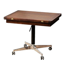 JOSOGO Solid Wood Folding Dining Table with Wheels,Height Adjustable Workstation,Portable Rolling Laptop Cart,Side Table by The Sofa,Standing Desk,Extendable(A)