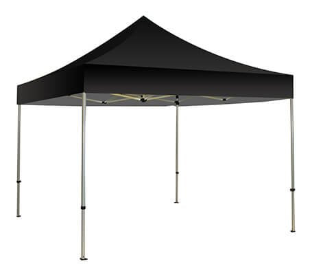 BannerBuzz Blank Canopy Tent with Carry Bag, Graphic with Hardware, 420 Denier Oxford Polyester Fabric, Pop Aluminum Frame for Easy Installation, Velcro Topper Attachment (20' x 10', Black)