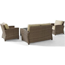 Afuera Living 4 Piece Wicker Patio Sofa Set, Durable Steel Frame, Brown and Sand Finish, UV and Weather Resistant Cushions, Includes Loveseat, Arm Chairs, Coffee Table, Modular Outdoor Furniture