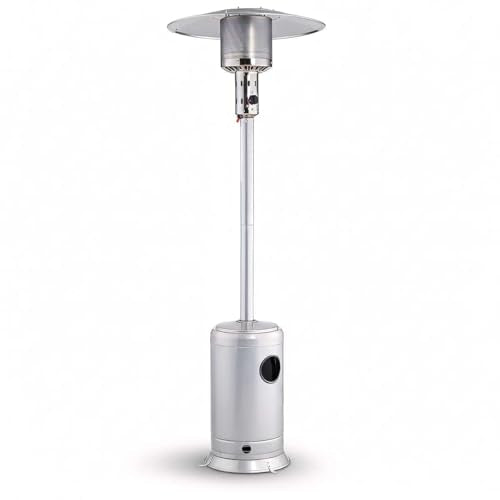 Steel Propane Patio Heater 47,000 BTU – Portable Outdoor Gas Heater with Round Reflector & Stainless Steel Burner for Backyard, Restaurant, Bar, Deck, Garden, Outdoor Catering Events