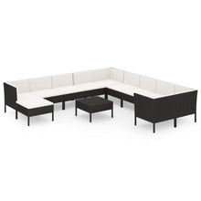 HGPOTUY 12 Piece Patio Lounge Set with Cushions Poly Rattan Black