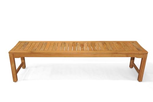 GOLDENTEAK - Outdoor Backless Teak Bench 72 inch – Premium Grade A Teak Bench for Indoor and Outdoor Use, Patio Dining and Seating, Spas and Entranceways.