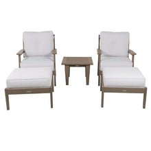 highwood Lehigh 5-Piece Deep Seating Set, with Sunbrella Cushions in Bliss Linen, Woodland Brown Frame