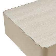 Armen Living Pavilion Powder Coated Metal Rectangle Outdoor Coffee Table with Sintered Stone Table Top
