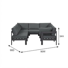 Outdoor Escape Gray Fabric Modular Sectional, Weather-Resistant Upholstery, Contemporary Style, Comfortable Back, Seat Heights