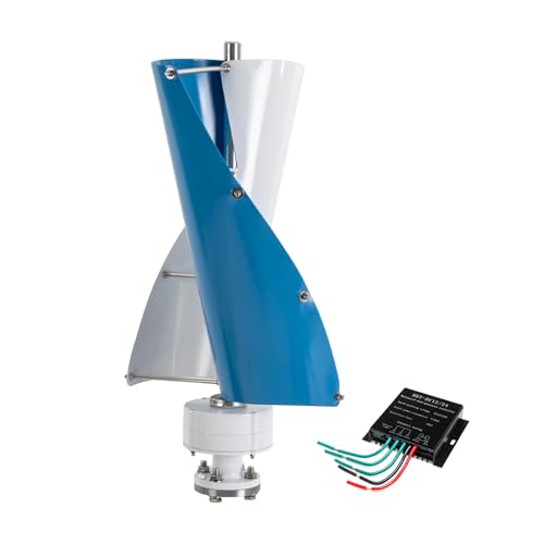 HENGJINGTR 2500W Wind Turbine Generator Kit, 12V/24V Quiet Vertical Axis Wind Power System, 2-Blade Wind Energy for Home, Backyard- with Auto Brake Controller,12v