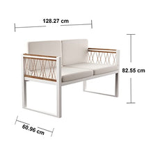 SEI Furniture Wallmond Cushioned Outdoor Loveseat Settee in Natural/White