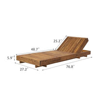 Christopher Knight Home Habery Acacia Wood Chaise Lounge with Cushion, Outdoor Sun Lounger with 6-Position Adjustable Backrest, 76.8'' Patio Recliner Chair for Poolside Backyard, Teak+Cream