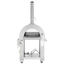 Empava Pizza Oven Outdoor,Wood Fire & Propane Gas Dual Fuel with Wheels and Accessories in Stainless Steel for Restaurant,Backyard, Garden, Patio, Camping, 39 Inch, Silver