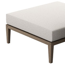 Modway Northlake Teak Outdoor Ottoman in Weathered Gray Pebble – Large Square Patio Footrest with Cushion