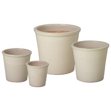 Emissary Home and Garden 7in., 10in., 12in., 15in. H Cream Stoneware Round Planters with High-fire Treatment (Set of 4)