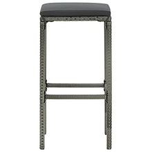 GPWERSDF 7 Piece Patio Bar Set with Cushions Poly Rattan Gray