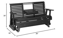 Furniture Barn USA Poly Lumber 5' Plain Rollback Glider Black