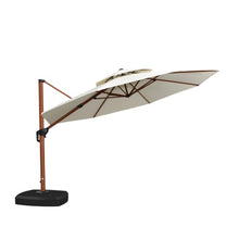 OROTLECT 144'' Round Large Outdoor Wood Pattern Cantilever Umbrella With Wheeled Base,Cream