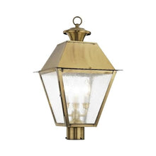 Livex Lighting 2169-01 Transitional Three Light Post-Top Lanterm from Mansfield Collection Finish, 12.00 inches, 20x12.00x12.00, Antique Brass