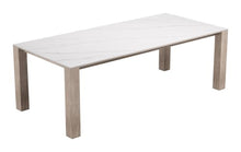 Leilani Rectangular Dining Table White, White Dining Table, Modern Style, Faux Marble Sintered Stone Rectangular Shape Tabletop, Aluminum, Outdoor Dining, 90" W x 42" D x 30.2" H